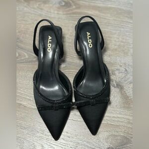 Aldo Black Slingback Heels with Pointed Toe
